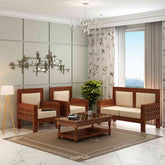 Maharana Solid Sheesham Wood 4 Seater Sofa Set With Coffee Table (2+1+1, Natural Finish)